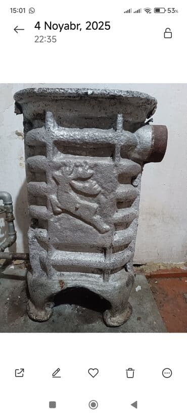 Döküm soba – bərk yanacaqla işləyən - Material: ağır döküm korpus -