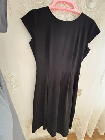 Qadın geyim dəsti - Qara klassik don: dizdən aşağı uzunluq, qolu