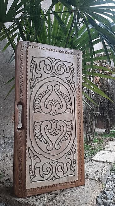 gemi sekilleri: Əl işı ilə oyma naxışlı taxta nərd taxtası - Material: bərk ağac (tam — 6