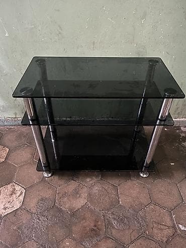 stend: Şüşə TV stendi / media konsolu - 3 mərtəbəli quruluş: üst panel və — 1