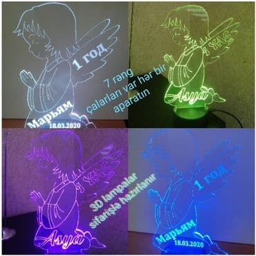 светодиодное табло бегущая строка: 3D lampalar. 7 rəng çalarları və sinxron rejim özü rəngləri dəyişir — 3