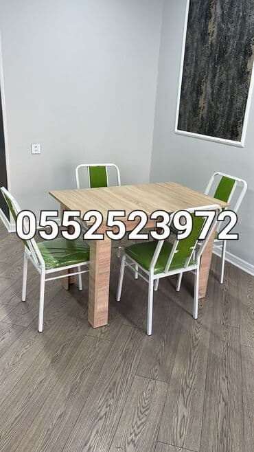 stol və stul dəstləri: Yeni, Kvadrat masa, 4 stul, Açılmayan, Stullar ilə, Metal, Azərbaycan — 5