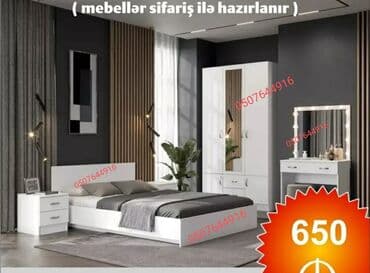 мягкая мебель: Yataq otağı mebel dəstləri Model 1 – Dəst 650 AZN: - Təbii ağac tonu — 3