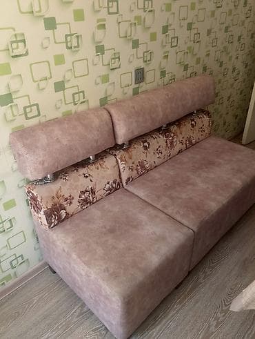 İki hissəli kompakt divan - Dizayn: Pudra/boz çalarlı yumşaq parça — 1