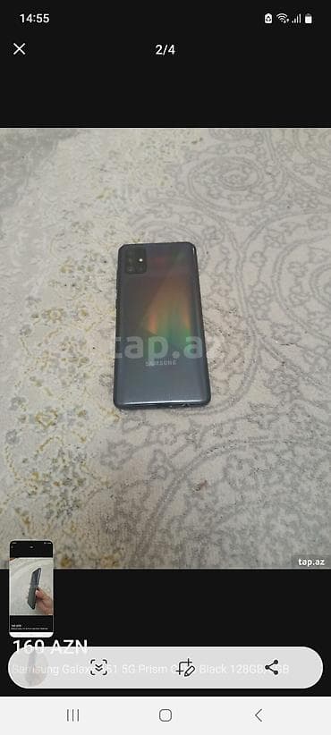 телефон fly e: Samsung Galaxy A51 5G, 128 ГБ, цвет - Черный, Отпечаток пальца — 3