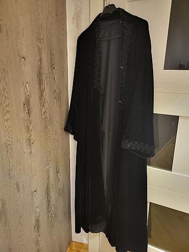 Qara məxməri üst geyim/kimono tipli uzun cardigan - Rəng: qara -