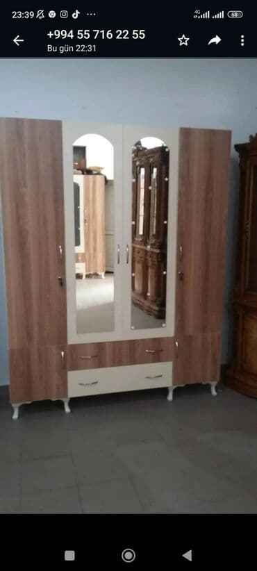 4 qapili dolab: Yeni, Açılan, 4 qapılı Düz dolab, Dolab-asılqan, Türkiyə — 25