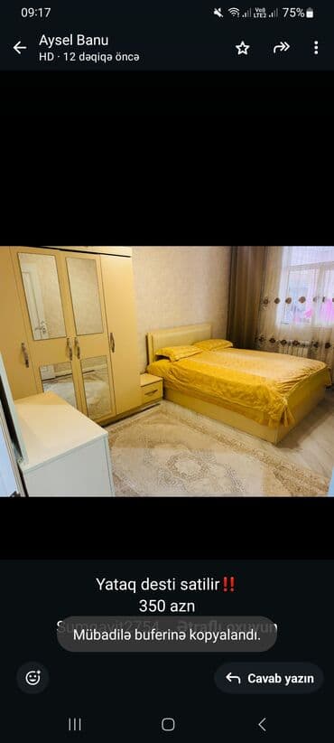 односпальная кровать: Yataq desti satilir‼️
350 azn
Sumqayit2754
Aysel banu — 1