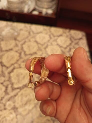 qadın üçün fiantlı sırğalar: Sırğa, Sarı qızıl — 8