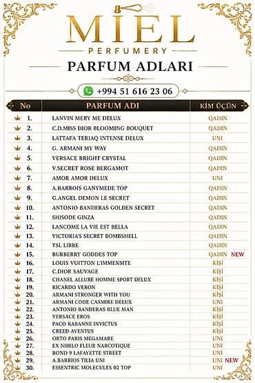 MIEL Perfumery – Parfum Adları Seçim siyahısı: - Lanvin Mery Me Delux lalafo.az -da MIEL Perfumery – Parfum Adları Seçim siyahısı: - Lanvin Mery Me Delux