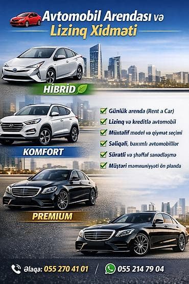Xidmət: Avtomobil Arendası və Lizinq Kateqoriyalar: - Hibrid lalafo.az -da Xidmət: Avtomobil Arendası və Lizinq Kateqoriyalar: - Hibrid