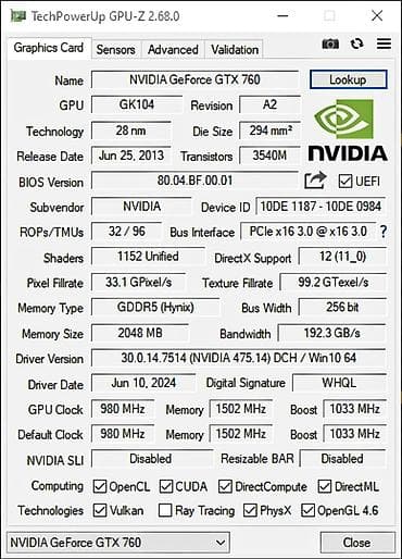 nvidia geforce gt 630 4gb: Videokart NVidia GeForce GTX 760, < 4 GB, İşlənmiş — 3