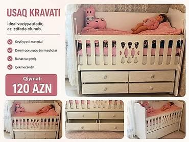 hamam kranti: Uşaq çarpayısı - Keyfiyyətli materialdan hazırlanıb - Dəmir qoruyucu — 1
