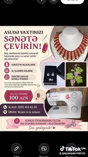 evdən iş operator: Asudə vaxtınızı sənətə çevirin – peşəkar əl işləri və dərzilik kursu — 1