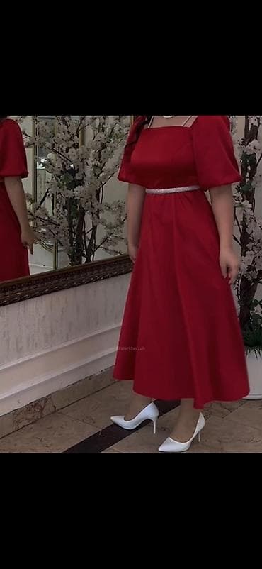 prokat paltar: Qırmızı midi paltar Sadece 1 defe geyinilib. - Rəng: parlaq qırmızı — 2