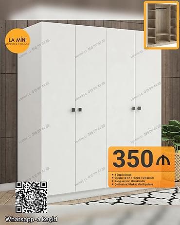 4 qapılı, Ağ, Açılan, Düz dolab