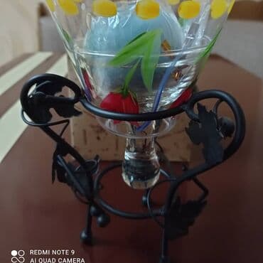 Digər ev dekoru: Şam altlığı və şam dəsti - Material: Şüşə kasalı və əl işi naxışlı — 1