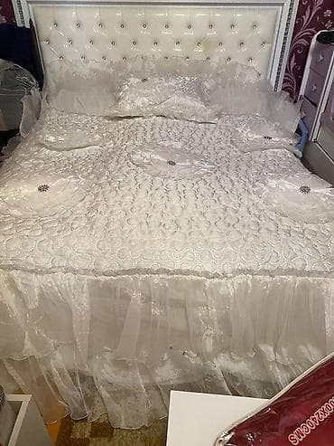 bamboo tekstil: Yataq üçün Qaşlı rəng - Ağ Yataq örtüyü — 6