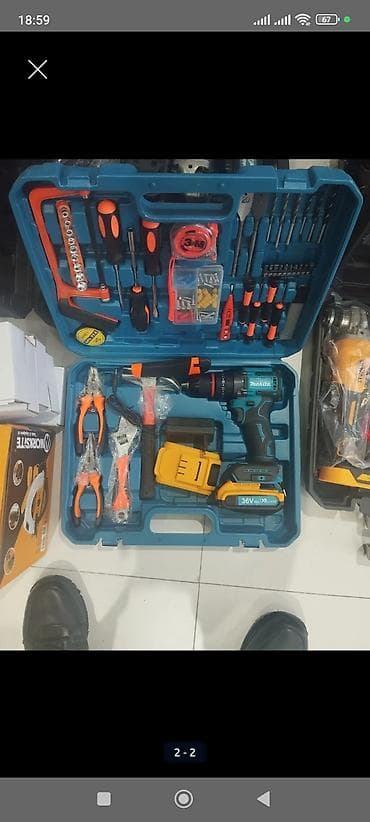 Makita tərzində akkumulyatorlu matkap/şurupkaydıran və alətlər dəsti