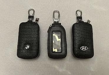 Motonəqliyyat: Avtomobil açarı üçün dəri açarlıq/etui - Material: teksturalı qara — 3