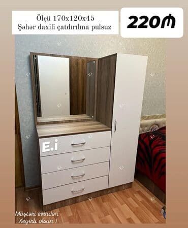 Tualet masası və şkaf dəsti - Ölçü: 170 x 120 x 45 sm (şəkildə