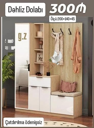 Yeni, 2 qapılı, Güzgülü, Ağ, Digər material, Açılan, Düz dolab