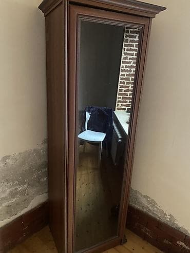 1 qapı, Güzgülü, Qəhvəyi, Taxta, Açılan, Düz dolab