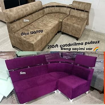 Künc divan, Mətbəx üçün, Parça, Bazasız, Açılmayan