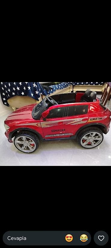 Uşaq üçün elektrik maşınları: Uşaq üçün elektriklə işləyən minik maşını – qırmızı rəngdə “Super Car” — 4