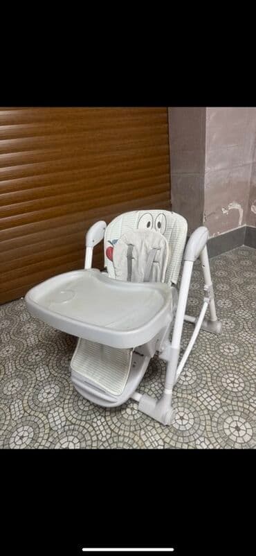 qidalandırmaq üçün uşaq stul yelləncək: Uşaq yemək stulu - Rəng: ağ-boz tonlarda - Yumşaq, naxışlı oturacaq — 10