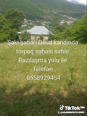 Şəki şəhəri, Oxud kəndində torpaq sahəsi satılır. Xüsusiyyətlər: -