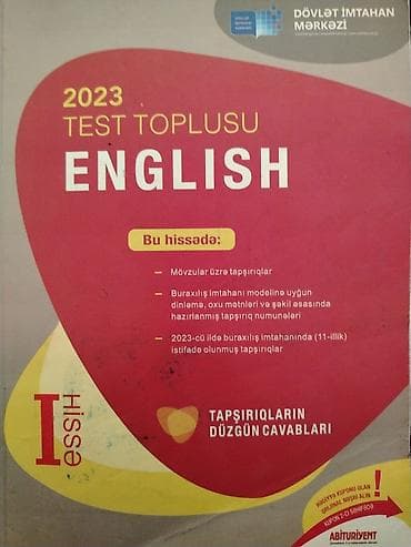 Testlər: Məhsul: 2023 Test Toplusu – English (I hissə) Xüsusiyyətlər: - Dövlət — 1