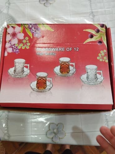 çay servizi: Çay dəsti, rəng - Ağ, Şüşə — 2