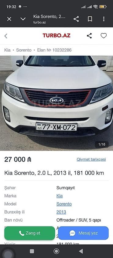 tap.az mersedes: Kia Sorento: 2 l | 2013 il Ofrouder/SUV — 3
