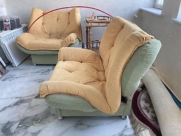 kreslo: İşlənmiş, Divan, 2 kreslo, Bazasız, Açılan — 4
