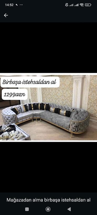 krep parca: Luks künc divan – birbaşa istehsaldan. - Qiymət: 1299 AZN (şəkildə — 1