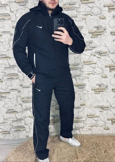 женские теплые спортивные костюмы: Мужской спортивный костюм, Nike, 2XL, цвет - Черный — 1