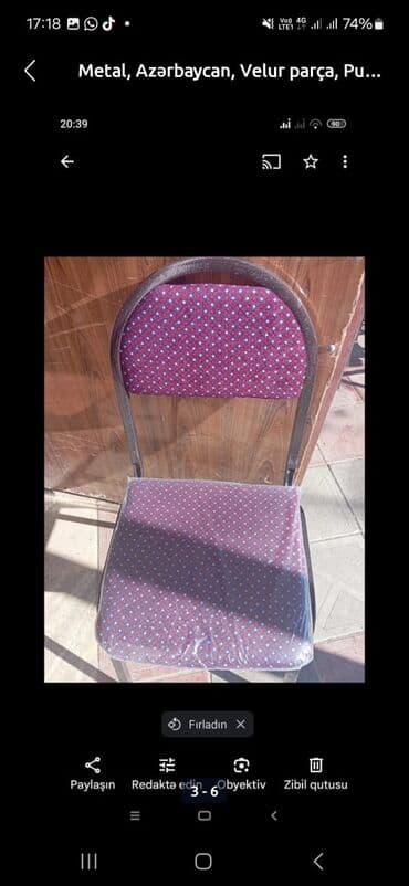 açılıb yığılan oturacaqlar (kreslolar): Mətbəx üçün, Yeni, Qatlanan, rəng - Bordo Stul — 5