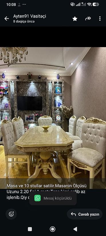 Masa ve 10 stullar satilir.Masanin Ölçüsü Uzunu 2.20 Eni 1 metr.Teze lalafo.az -da Masa ve 10 stullar satilir.Masanin Ölçüsü Uzunu 2.20 Eni 1 metr.Teze