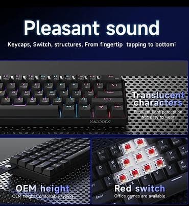 klaviatura satışı: NK61 Mexaniki Klaviatura - 61 düyməli kompakt 60% düzülüş – masa — 2