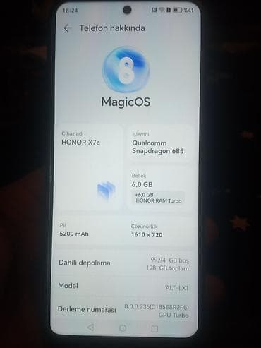 irşad electronics notebook: Honor X7c, 128 GB, rəng - Yaşıl, Barmaq izi — 5