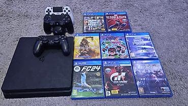 PS4 Slim oyun seti Komplekt: - PlayStation 4 Slim konsolu (qara) - 3