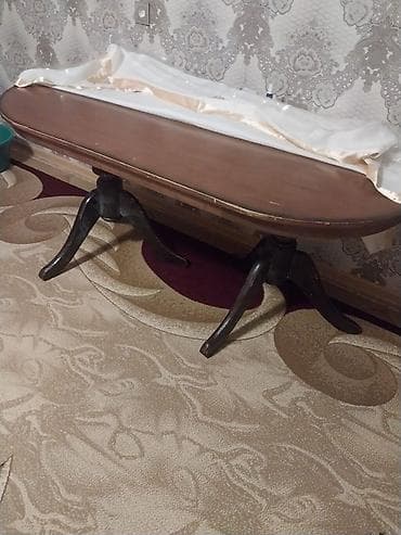 reception masa: Qonaq masası, İşlənmiş, Açılmayan, Taxta, Oval masa — 2