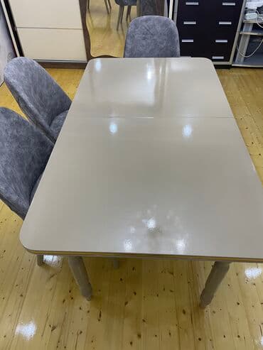 ortopedik oturacaq: Qonaq otağı üçün, İşlənmiş, Açılan, Dördbucaq masa, 8 stul — 2