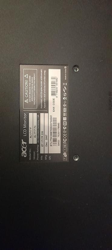 avto monitor: Acer LCD Monitor AL1717F (AL1717 Fs) - Ekran: 17 düym, LCD - Model — 3