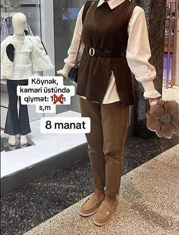 Köynək və kəmər dəsti - Üst: ağ klassik yaxalı uzunqollu köynək -