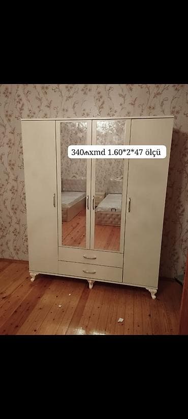 Ağ rəngli 4 qapılı paltar dolabı Ölçü: 1.60 m (eni) × 2 m (hündürlük) lalafo.az -da Ağ rəngli 4 qapılı paltar dolabı Ölçü: 1.60 m (eni) × 2 m (hündürlük)