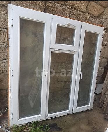 pendir: PVC pəncərə bloku - Material: ağ rəngli PVC profil - Konfiqurasiya: 3 — 1