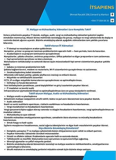 coca cola cv gondermek: IT,Maliyyə,Audit və Mühasibatlıq xidmətləri üzrə kompleks təklif — 1