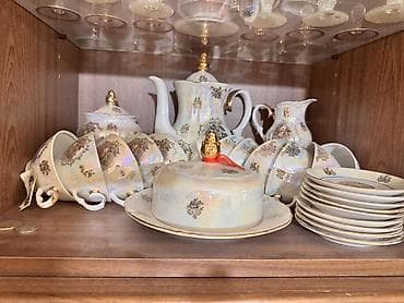 ağ yolka: Çay dəsti, rəng - Ağ, Farfor — 1